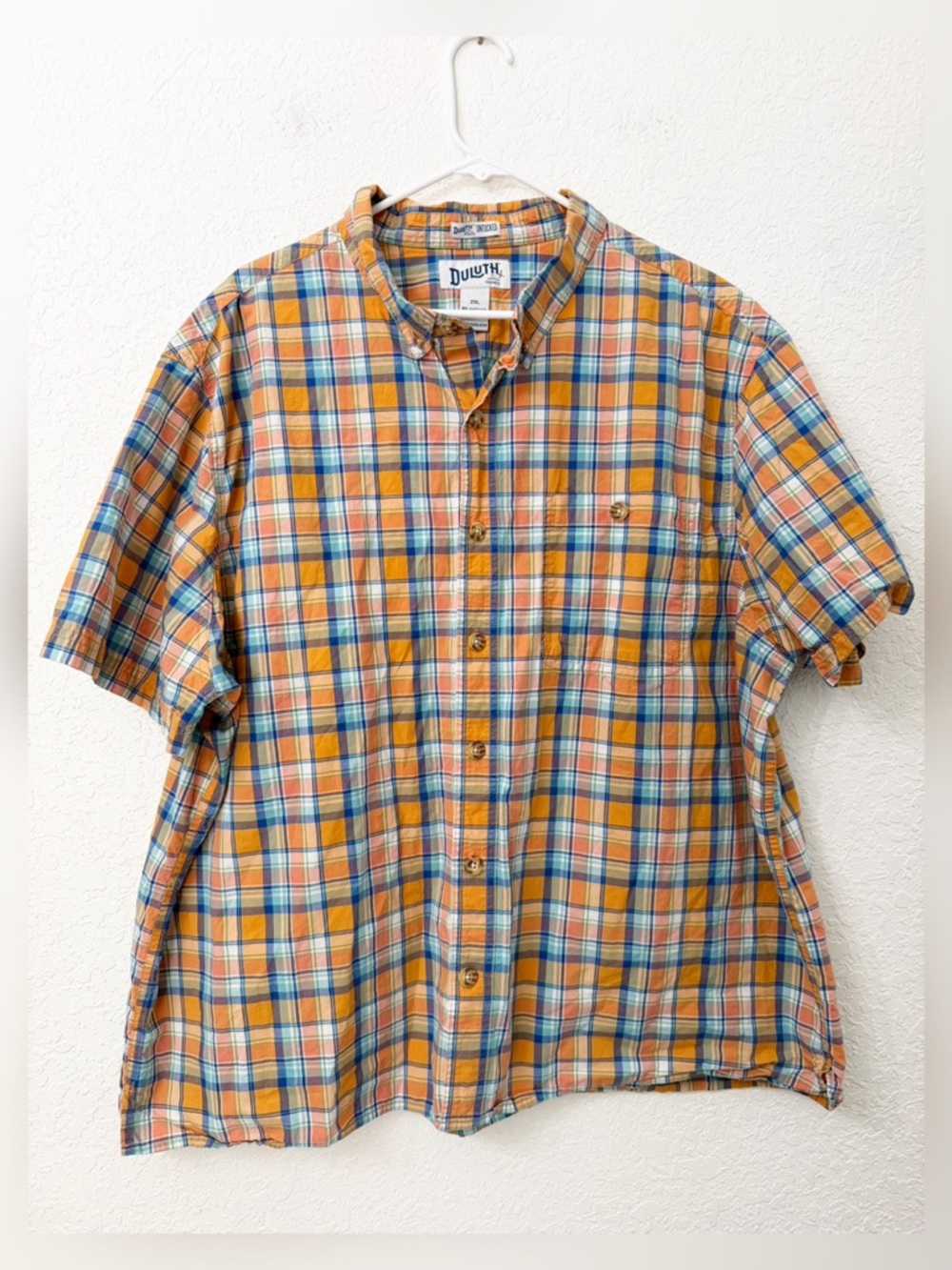 Duluth Trading Men's BBQ Relaxed Fit Short Sleeve Plaid Shirt - 2XL